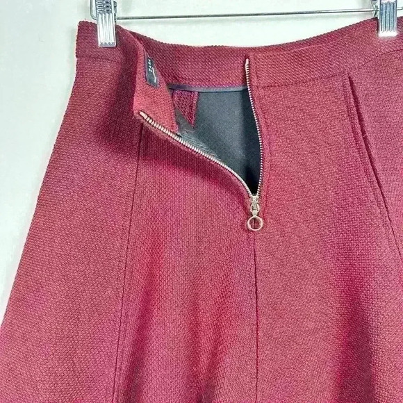 ZARA WOMAN Red Mini Skirt Tulip Flare Academia Pleated Flowy Women XS - Picture 6 of 7